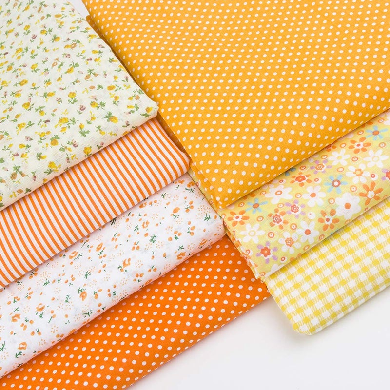 Antetek 7Pcs 20" x 20" Cotton Fabric DIY Making Supplies Quilting Patchwork Fabric Fat Quarter Bundles DIY for Quilting Cotton Patchwork Cushions (Orange, 20" x 20") - Image 2
